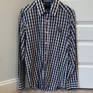 Antigua Men's Navy and White Plaid Shirt- Tennessee Titans